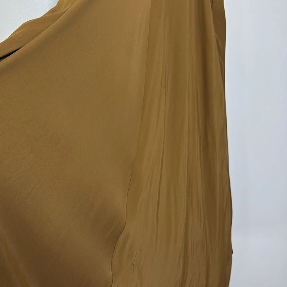 A New Day Brown Midi Dress Lightweight Cutout asymmetrical Hem‎ Tie Back Size M - Picture 9 of 15